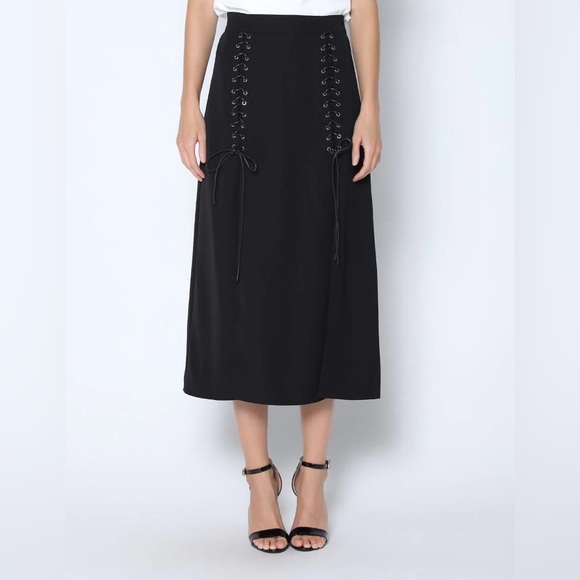 Corset Lace-Up Godet Skirt